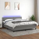 Boxspringbett Mit Matratze & Led Dunkelgrau 180x200 Cm Stoff Vidaxl