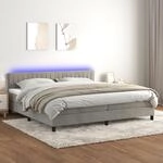 Boxspringbett Mit Matratze & Led Hellgrau 200x200 Cm Samt Vidaxl