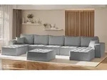 Wohnlandschaft Sofa U-form Modulsofa-set 6-teilig Sande Stoff Raven Grau
