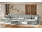 Wohnlandschaft Sofa U-form Modulsofa-set 6-teilig Sande Stoff Alpine Hellgrau
