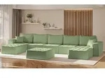 Wohnlandschaft Sofa U-form Modulsofa-set 6-teilig Sande Stoff Alpine Hellgr&uuml;n