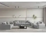 Sofaset Designersofa Celes Premium 3-2-1 In Stoff Opera Velvet Hellgrau