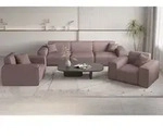 Sofaset Designersofa Celes Premium 3-1-1 In Stoff Scala Lavendel