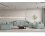 Sofaset Designersofa Celes Premium 3-2-1 In Stoff Scala Saphirblau