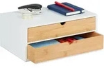 Schubladenbox, Bambus & Mdf, Mini Kommode 2 Schubladen, Hbt: 14x33x21 Cm,