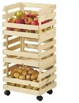 Gem&uuml;seregal Aus Holz Mit Massiven R&auml;dern Perfekt F&uuml;r Speisekammer Oder Keller