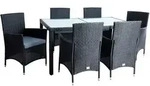 Poly-rattan Sitzgruppe Essgruppe Gartenm&ouml;bel Set 6 Personen Gartenset Schwarz