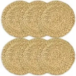 Hmf - 37230-s6 Tischset Rund Geflochten Aus Wasserhyazinthe, Abwaschbar, 6er Set, 30