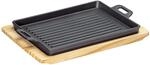 Grillpfanne Auf St&auml;nder, 32 X 22 X 3,5 Cm, Gusseisen/kiefernholz Bbq / Kuchenprofi