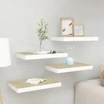 Schweberegale 4 Stk. Eichen-optik Und Wei&szlig; 50x23x3,8 Cm Mdf Vidaxl