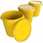 Fixedbyu - 3x Hobbock Eimer Mit Deckel 31,5 L, Lebensmittelecht Gelb