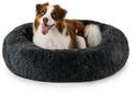 Lionto - Hundebett Aus Pl&uuml;sch In Donut-form, 100 Cm Durchmesser, Dunkelgrau