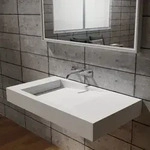 Wandwaschbecken Bernstein Pb2155 Mineralguss 100x50x12cm Wei&szlig; Matt Mit Ablaufrinne