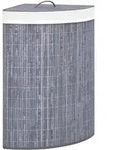 Vidaxl Bamboo Corner Laundry Basket Grey 60 L