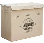 W&auml;schekorb 3 F&auml;cher - 84l W&auml;schesammler Beige Mit Deckel - W&auml;sche Organizer Bad