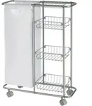 Sammelwagen Slim, 3 Etagen, Abnehmbarer Sack, Grau, Pulverbeschichtetes Metall...