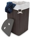 Eckw&auml;schekorb Bambus, Faltbare W&auml;schebox 60 L, Platzsparend, W&auml;schesack Baumwolle,
