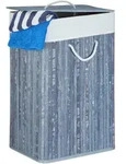Relaxdays W&auml;schekorb Bambus, Mit Deckel, Rechteckig, Xl, 83 L, Faltbarer