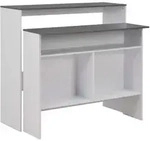 Bartisch Mit 2 Tischplatten Wei&szlig; Und Grau 130 X 40 X 120 Cm - Vidaxl