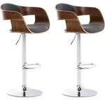 Clp - 2er Set Barhocker Kingston Stoff Walnuss/dunkelgrau