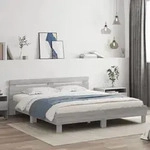 Bettgestell Mit Kopfteil Grau Sonoma 200x200cm Holzwerkstoff Vidaxl