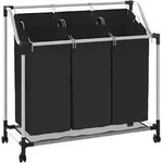 W&auml;schekorb Mit 3 Taschen Schwarz Stahl Vidaxl