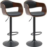 Clp - 2er Set Barhocker Kingston Walnuss/schwarz Kunstleder