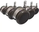 5x Design-rollen Rolo Lux 11mm / 65mm B&uuml;ro-stuhl-rollen F&uuml;r Hartb&ouml;den Chrom (5er