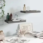 Schweberegale 2 Stk. Hochglanz-grau 40x23x3,8 Cm Mdf Vidaxl