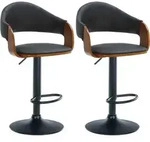 Clp - 2er Set Barhocker Nilse Kunstleder Walnuss/schwarz Metall Matt Schwarz