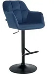 Barhocker Natoma Samt Blau Metall Matt Schwarz