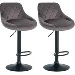 Clp - 2er Set Barhocker Lazio Samt Grau Schwarz