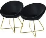 Esszimmerst&uuml;hle 2er Set Samt, Schwarz, Wohnzimmerstuhl Mit Runder R&uuml;ckenlehne,