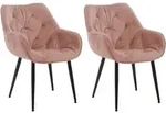 2er Set Stuhl Tanna Samt Rosa