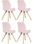 4er Set Stuhl Luna Pink Samt