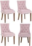 Clp - 4er Set Esszimmerstuhl Aberdeen Samt Pink Antik-hell