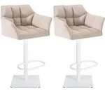 Clp - 2er Set Barhocker Damaso Stoffbezug Wei&szlig; Elfenbein