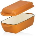 Gusseisen Br&auml;ter Mit Deckel Emailliert, 4,8 Liter, Sunny Orange, Schmortopf,