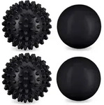 Massageball 4er Set, Igelball & Glatter Lacrosse-ball, &Oslash; 6,5 & 6 Cm, Selbstmassage,