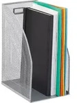 Relaxdays Stehsammler Metall, Din A4, Stehordner Breit, Mesh, Zeitschriftensammler