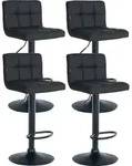 Clp - 4er Set Barhocker Feni Kunstleder Schwarz Metall Matt Schwarz