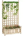 Outsunny - Hochbeet Pflanzkasten Mit Rankgitter Blumenkasten Rankkasten...