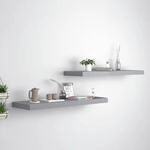 Schweberegale 2 Stk. Grau 80x23,5x3,8 Cm Mdf Vidaxl