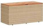 Vidaxl Gartentruhe Beige 110x50x54 Cm Poly Rattan Akazienholz