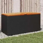Gartentruhe Schwarz 110x50x54 Cm Poly Rattan Akazienholz - Vidaxl