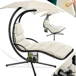 Schwebeliege Mit Sonnenschirm H&auml;ngeliege Sonnenliege H200 L194 B100 Cm Relaxliege