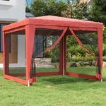 Partyzelt Mit 4 Mesh-seitenw&auml;nden Rot 3x3 M Hdpe Vidaxl