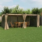 Pavillon Mit Vorh&auml;ngen Taupe 6x3 M Stahl Vidaxl