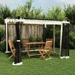 Pavillon Mit Netzw&auml;nde Creme 3x3 M Stahl - Vidaxl