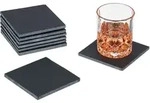 Relaxdays - Schiefer Untersetzer 8er Set, Eckige Getr&auml;nkeuntersetzer, Hxb: 10 X 10